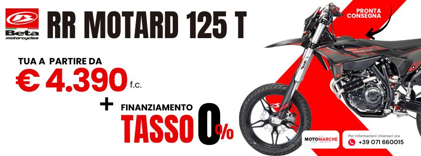 Beta RR Motard 125 T nuova in pronta consegna da Motomarche Senigallia con finanziamento tasso 0% e prezzo da 4.390 euro