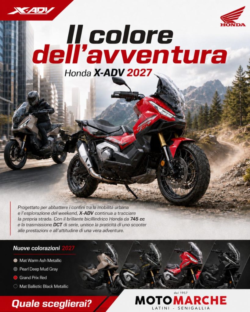 Honda X-ADV 2027 Grand Prix Red con motore 745 cc e trasmissione DCT